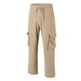 thumbnail image 6 of Sweat Pants For Men, Casual Waterproof Pants Drawstring Jeans Men Pantalones Casual Cargo Pants Men's Lined Work Pants Army Hunting Pants Pantalones Para 4Xl Beige, 6 of 6