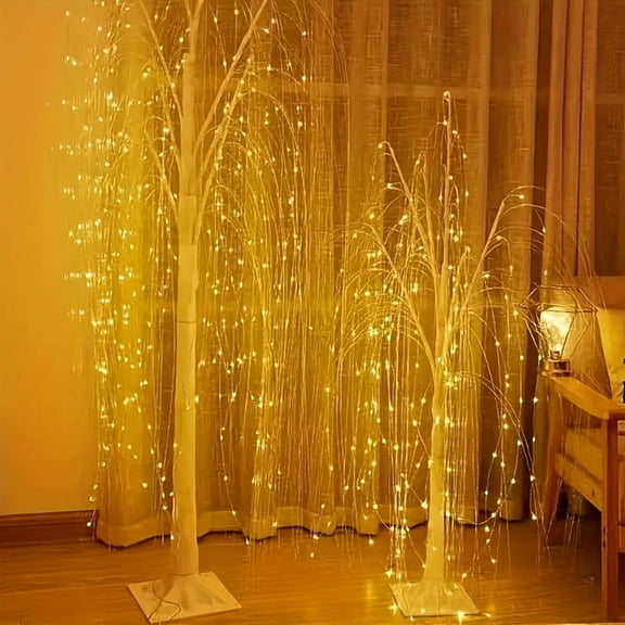 6ft Glowing Willow Tree String Lights - Warm White Glow, USB-Powered | Reindeer Theme | Indoor/Outdoor Christmas/Wedding/Party/Home Festive Decor