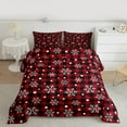 thumbnail image 3 of Manfei Modern Grid Artistic Bedding Comforter Set,Cute Christmas Snowflake Twin Comforter Sets,Red Black White Bedding Set For Girl Kids,Super Cozy Room Decor Reversible,2-Piece, 3 of 9
