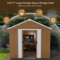 thumbnail image 3 of 6X4 FT Outdoor Storage Shed, Metal Garden Tool Shed with Windows, Lockable Door & Ventilation, Weatherproof Bike Shed Pet Shelter for Backyard, Brown, 3 of 8