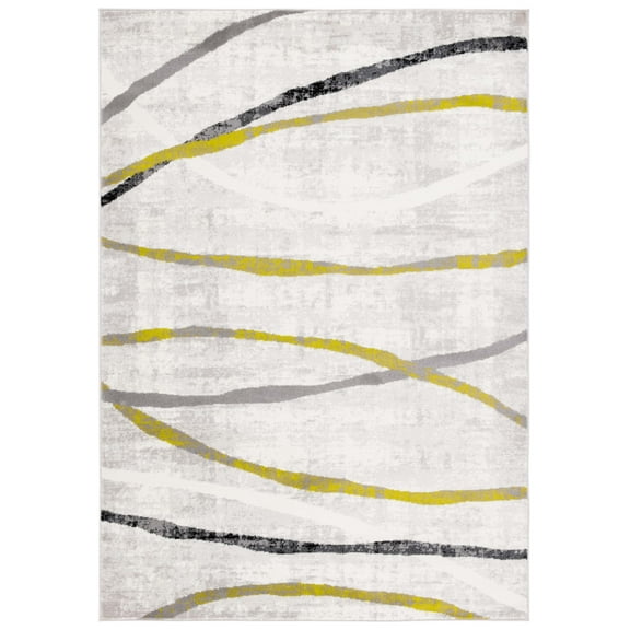 SAFAVIEH Skyler Elouise Geometric Striped Area Rug, Ivory Grey/Green, 4' x 6'
