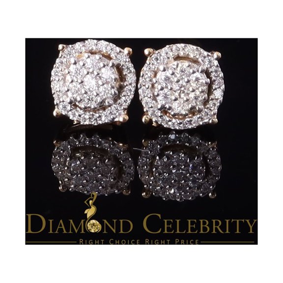 Diamond Celebrity's 925 Silver Yellow 0.40ct VVS 'D' Moissanite Round Men's / Womens Stud Earrings