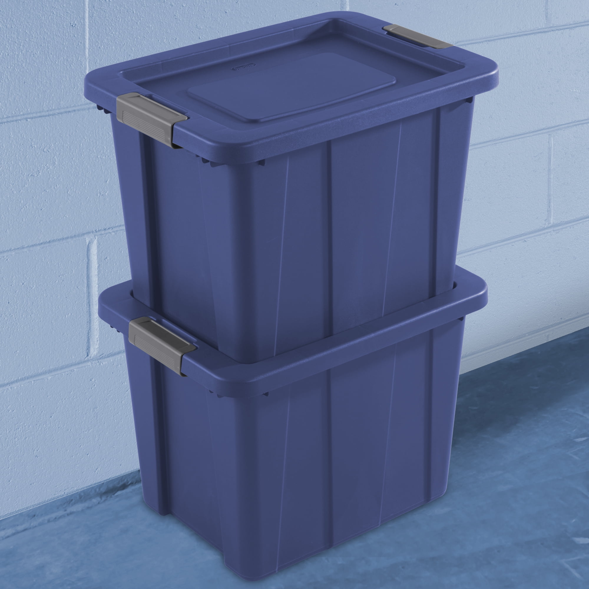 Sterilite 18 Gallon Latch Plastic Storage Box, Stadium Blue