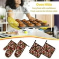 thumbnail image 5 of Balery Leaf And Fruit Pattern Oven Mitts and Pot Holders 4 pcs Set, Kitchen Oven Glove High Heat Resistant 500℉ Oven Mitts with Non-Slip Silicone Surface, 5 of 6