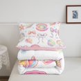 thumbnail image 5 of Manfei Colorful Gradient Bow Full Size Comforter Sets,Rainbow Conch Stars Bedding Comforter Set,Pink Reversible,3pcs,1 Comforter and 2 Pillowcases, 5 of 7