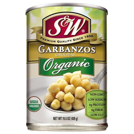 S&W Organic Garbanzo Beans Chick Peas - 15.5 oz. Can