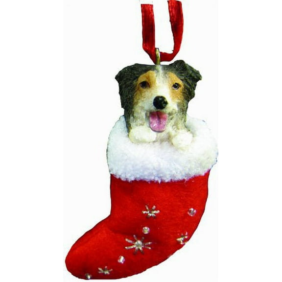 Australian Shepherd Stocking Ornament with "Santa's Little Pals" Hand Painted
