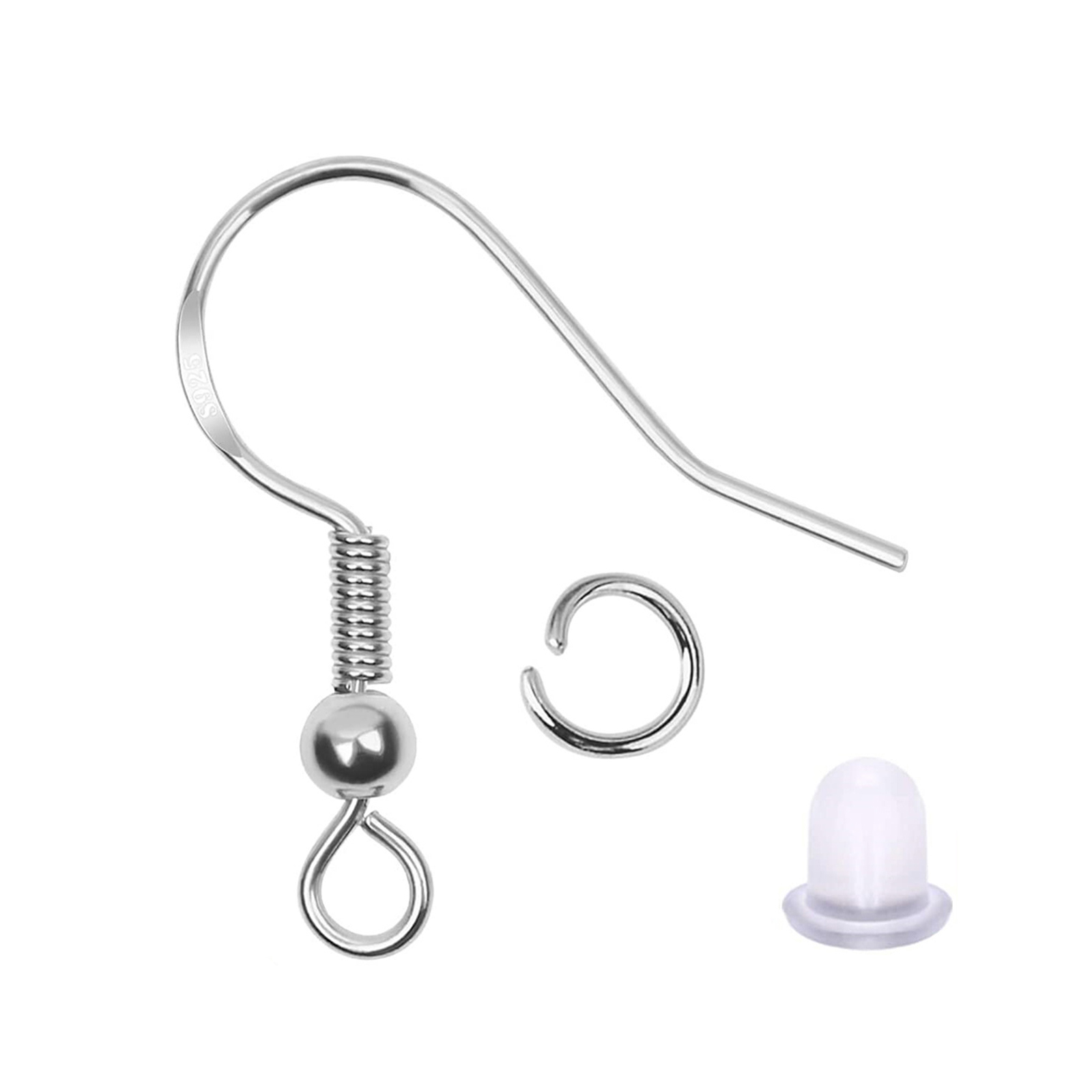 HGYCPP 100 PCS Hypo-allergenic Silver Plated Ear Hooks 150Pcs Earplugs 50Pcs Ear Pins - image 4 of 8