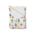thumbnail image 2 of Ice Cream Soft Flannel Fleece Blanket, Yummy Refreshments of Summertime Triple Scoops on Waffle Cones with Grungy Look, Cozy Plush for Indoor and Outdoor Use, 70" x 90", Multicolor, by Ambesonne, 2 of 5