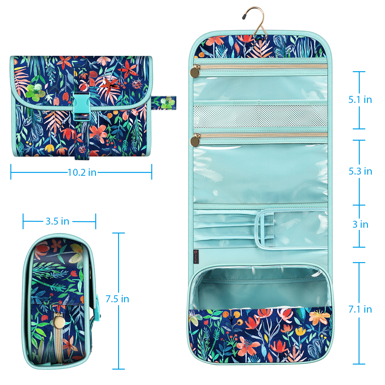 Fintie Portable Toiletry Bag, Jungle Night photo 2