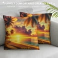thumbnail image 3 of PIKWEEK Tropical Palms Throw Pillow Covers 18 x 18 inch Sunset with Palm Tree on The Beach Linen Pillow Cushion Cases Square Pillowcases for Sofa Couch Bedroom Living Room Car Multiple specifications, 3 of 5
