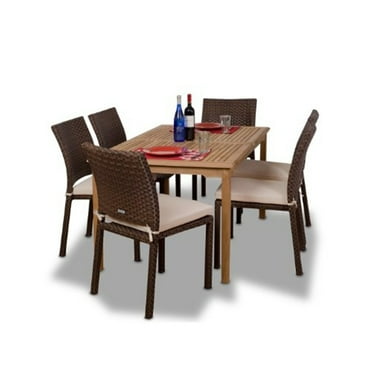 International Home Amazonia 7 Piece Wood Patio Dining Set in Teak