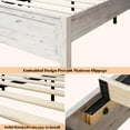 thumbnail image 3 of Merluxy Queen Size Farmhouse Bed Frame with Barn Door Headboard, Platform Bed Frame with Wood Slats, Under Bed Storage Space, Distressed White, 3 of 8