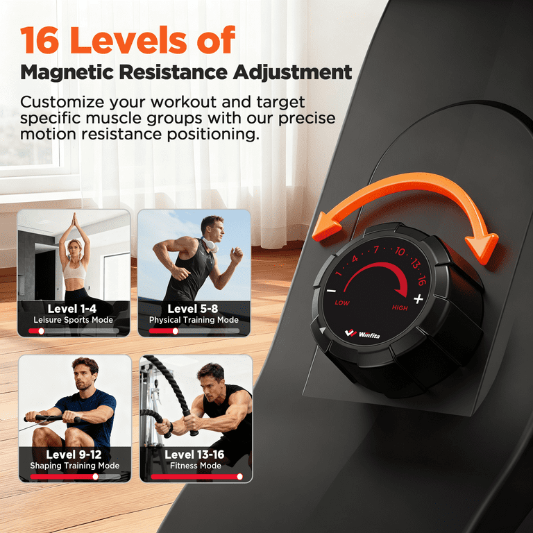 Winfita Magnetic Rowing Machine for Home, 16-Level Resistance, 242