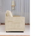 thumbnail image 5 of 72" Retractable 3-Seater Sectional Sofa, Extends to 2-Seater Sofa & Single Couch, Space-Saving Design for Small Spaces, Apartments, Offices & Living Rooms, Creamy White Corduroy Fabric, 5 of 9