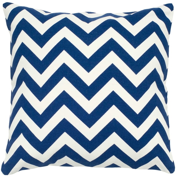 Rizzy Home Chevron 18" x 18" Cotton Pillow Cover in Navy/Ivory