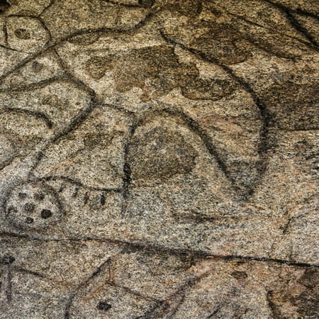 Native American Rock Art - Granite Boulder, Native American Petroglyphs, Writing Rock, North Dakota, USA Print Wall Art By Chuck Haney
