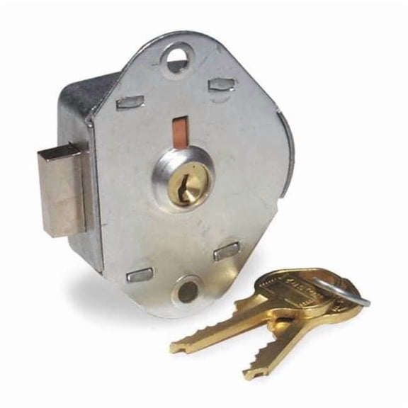 Built-In Locker Lock, Key Type Different, Mounting Hole Dia. 7/32 in, Zinc-Plated 1710