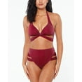 thumbnail image 2 of BAR III Women's Maroon Stretch Tie Lined Cutout Sweetheart Halter Swimsuit Top S, 2 of 2