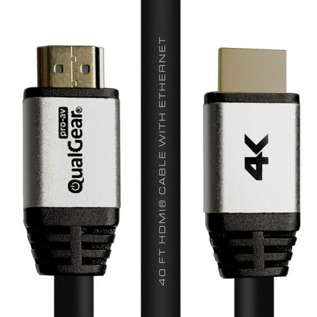 QualGear HDMI 2.0 Cable 40 High Speed HDMI 2.0 Cable with Ethernet 40 - Black (QG-CBL-HD20-40FT)