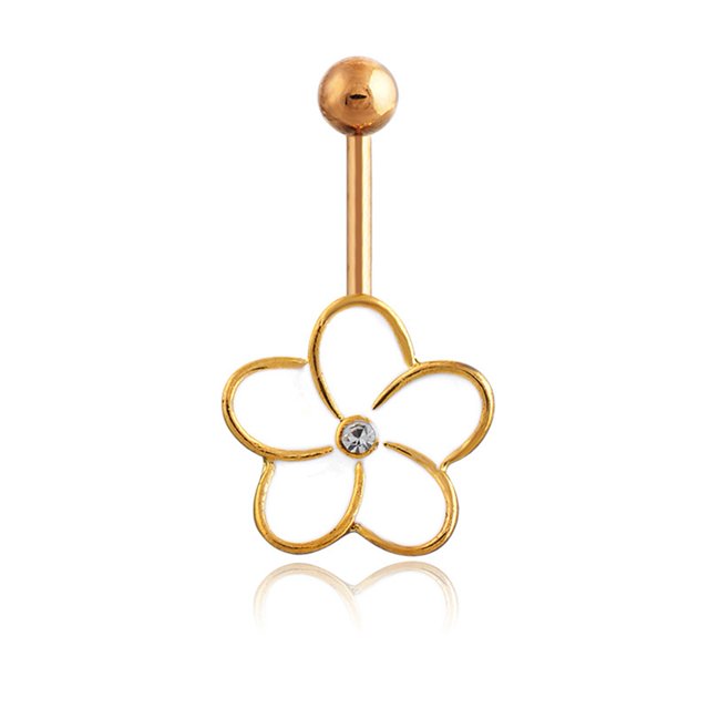 Anillo de ombligo con diamantes de imitación colgante en forma de flor, joyería para el cuerpo, Piercing antialérgico