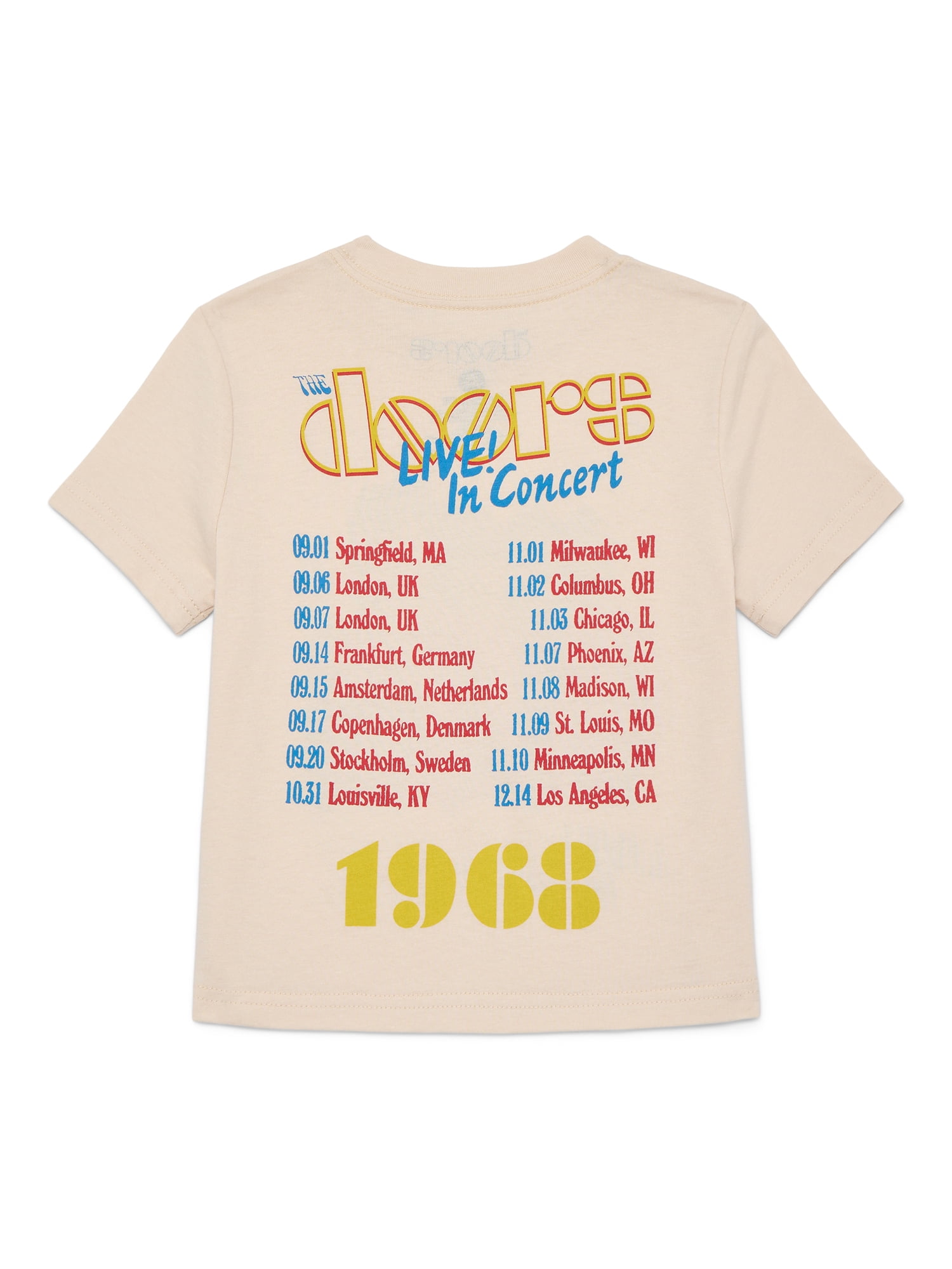 The Doors Tour Toddler Boys or Girls Crewneck Tee with Short Sleeves, Sizes 12M-5T