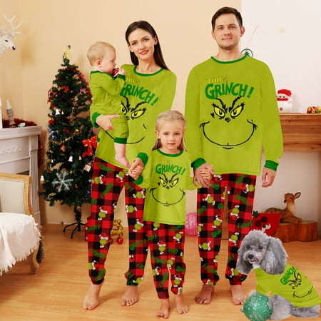 

Family Matching Christmas Pajamas Sets Christmas Buffalo Plaid Stripe Printed Baby-Kids-Adult-Pet Size 2 Pieces Top and Pants Bodysuits Xmas PJS Sleepwear
