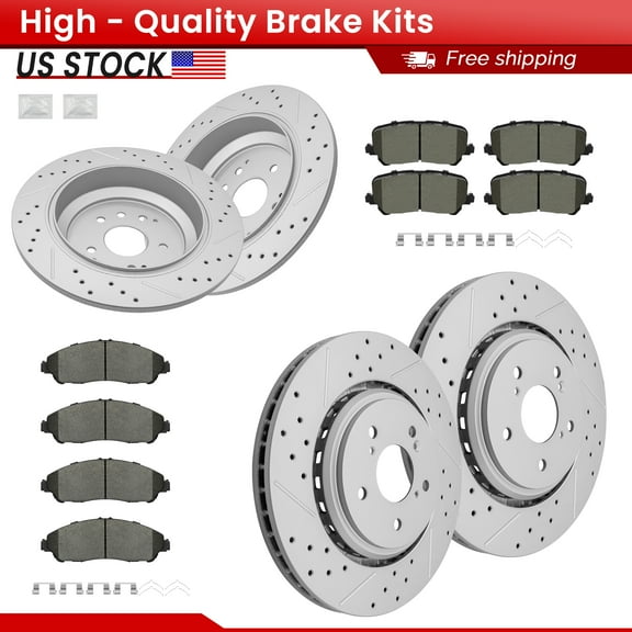 ACB ZONE Front Rear Brake Kits for 2014 2015 2016 Acura MDX, Drilled Slotted Disc Brake Rotors and Ceramic Brake Pads (981064, 981063, 1724, 1723)