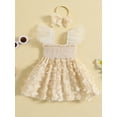thumbnail image 3 of GXFC Toddler Girl Dress Outfits Kids Girls Fly Sleeve Butterfly Princess Dress A-Lined Dress with Bow Headband 1-5T, 3 of 9