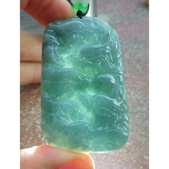 Certified Green Burma 100% Natural A Jade jadeite Pendant 9 Dragon Bead Necklace 660626 TN
