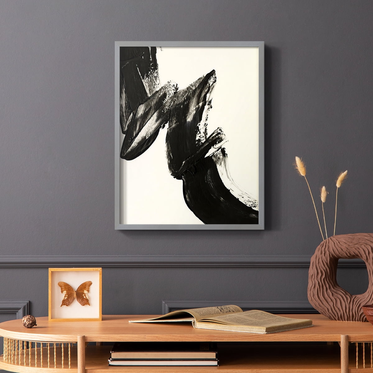 Black Expression II in Gray Solid Wood 16 x 20 Framed Print