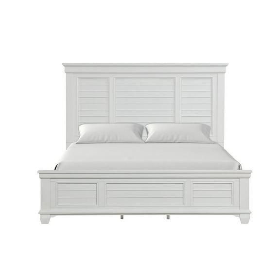 New Classic Furniture Jamestown Solid Wood California King Panel Bed in White