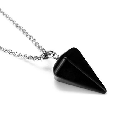 

Natural Quartz Crystal Energy Healing Point Reiki Chakra Cut Gemstones Pendant Necklace with 17.7 Metal Chain