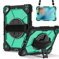 thumbnail image 3 of ELEHOLD Rugged Hybrid Case For iPad 6th Generation, with Built-in Kickstand 360° Rotating Handstrap Crossbody Shoulder Strap Shockproof Heavy Duty Case, Black+Mint, 3 of 10
