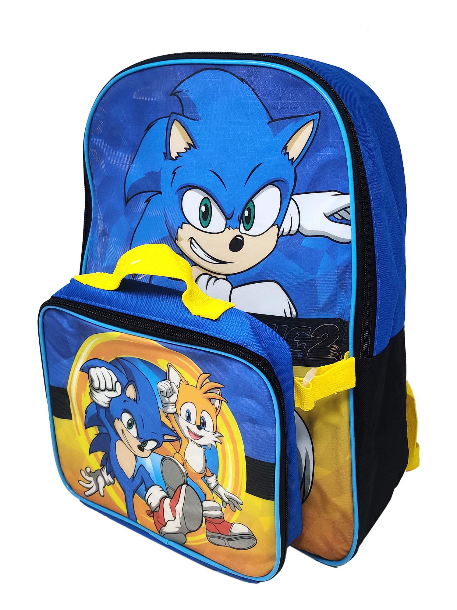 Sonic The Hedgehog 5Pc 16'' Backpack Lunch Bag Pencil Case Cinch Sack Bottle Set