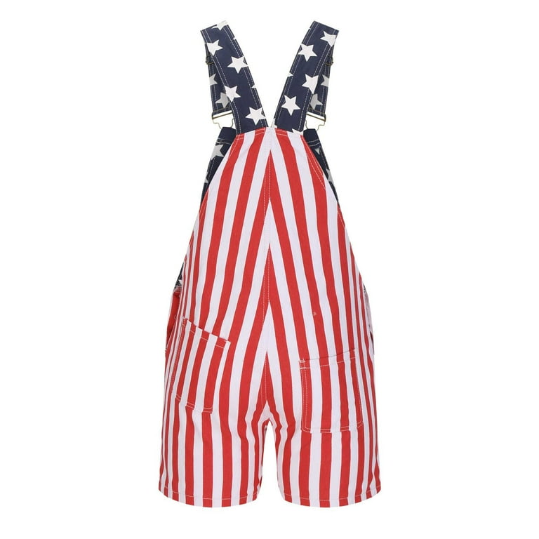H 011 Red Overalls for Women Mens Fall Summer Denim USA Star Graphic Overall Western Front Patchwork Overalls Unitard Mens Women 2024 Clothes Country Concert Y2K M Walmart
