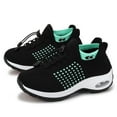 thumbnail image 5 of Womens Lace Up Sneakers Breathable Orthopedic Comfortable Non Slip Walking Shoes Casual Stretchy Athletic Sock Shoes Green Size 9, 5 of 8