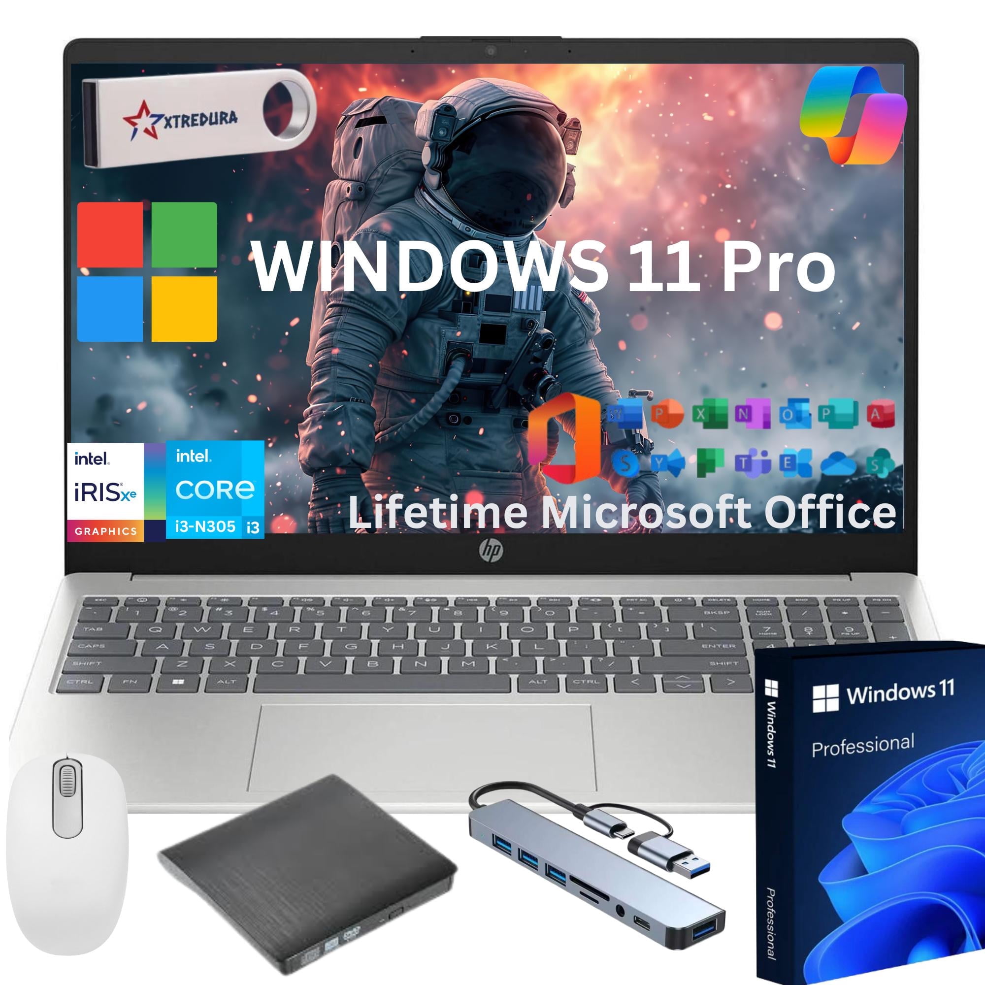 HP 15" FHD Laptop Gift Set, Intel I3-N305 (BEAT i5-1135G7), 32GB RAM,1TB PCIe SSD, Copilot AI, Windows 11 Pro, Lifetime MS Office, Student & Business Laptop,Gift Set