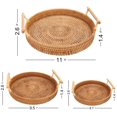 thumbnail image 3 of Visland Handmade Rattan Round Woven Basket, Round Serving Tray , Food Serving Baskets, Wicker Basket Storage Tray with Handle, Great To Display Bread Or Fruit, 3 of 8
