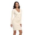 thumbnail image 4 of PrettyGuide Women's Long Sleeve Sweater Dress Wrap V Neck Button Elegant Midi Ribbed Knit Bodycon Dress, 4 of 7