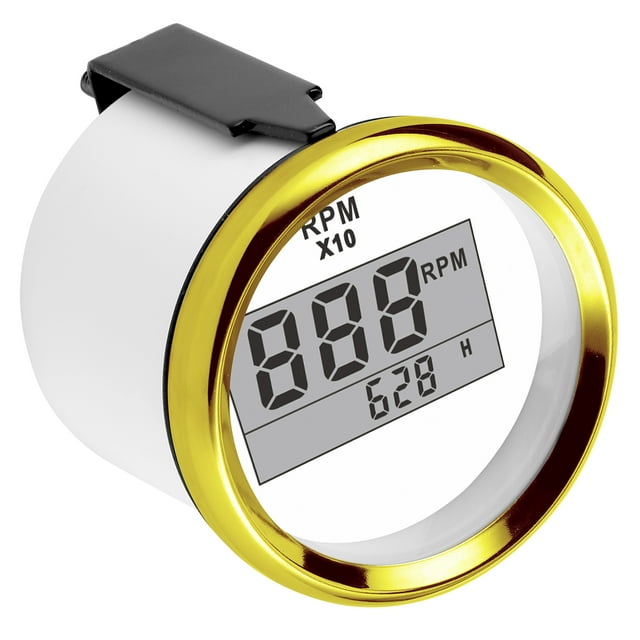 0-9990RPM Tachymètre Jauge IP67 Rétroéclairage Rouge Étanche Écran LCD 52mm/2 Po 9-32V