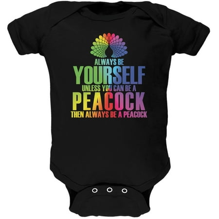 

Always Be Yourself Peacock Black Soft Baby One Piece - 12 month