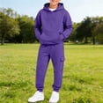 thumbnail image 2 of GiLiling Hoodie Sweatsuit Set for Boys Girls 2 Piece Hooded Sweatshirt Jogger Sweatpants Tracksuit Kids Athletic Solid Outfits (Purple, 7-8 Years), 2 of 8