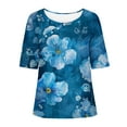 thumbnail image 4 of HaoXianJian Womens Shirt Short Sleeve Crew Neck Shirts Floral Print Top for Women 2025 Loose Fits T Shirt Summer Tee Shirts Going Out Top 3X 4X, 4 of 4