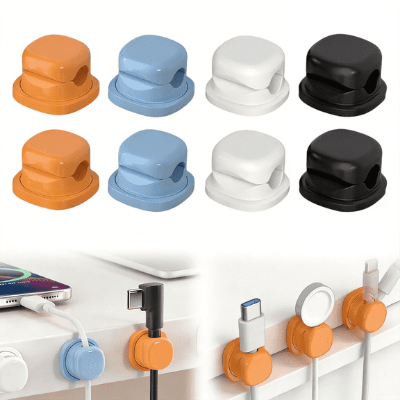 8-Pack Magnetic Cable Clips - 2026 New Adhesive Cord Organizer for Desk & Nightstand - Strong Magnetic Wire Holder for Phone Chargers, USB Cords, Home, Office & Car