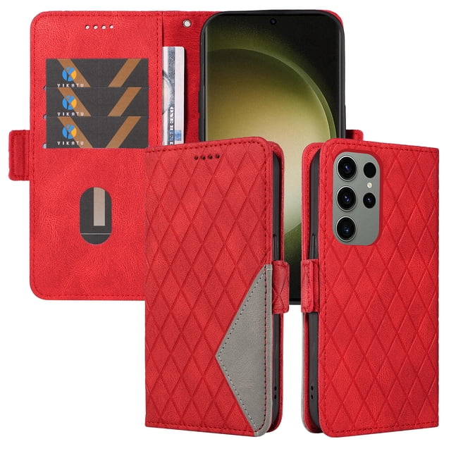Compatible with Samsung Galaxy S23 Ultra 5G PU Leather Wallet Case with Card Holder Magnetic Closure Cover