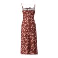 thumbnail image 3 of VISgogo - Vestido informal para mujer, estampado floral, sin mangas, cuello de tirantes, lazo en la parte inferior, vestido de playa con abertura alta VISgogo  moda, 3 of 9