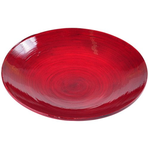 Lerman Décor Bamboo Red Round Spun Bowl, 1 Each