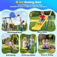 thumbnail image 3 of Metal Swing Sets for Backyard,Fashionsport Outfitters Heavy-Duty Outdoor Swing sets for Playground,Outside Toys with Saucer Swing,Glider,Wave Slide,Belt Swing ,Basketball Hoop for 7 Kids Aged 3-12, 3 of 11