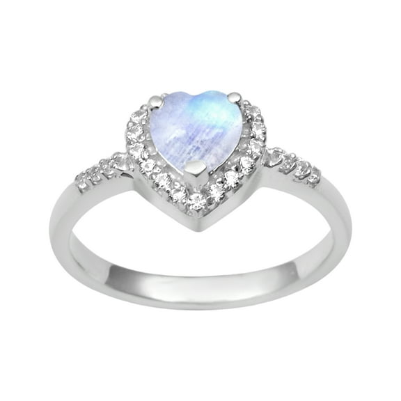 5 MM Heart Shape Moonstone 925 Sterling Silver Solitaire Mother's Day Gift Ring